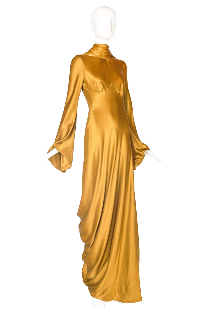 2004 Alexander McQueen Gold Draped Gown – Rachel Zabar Vintage