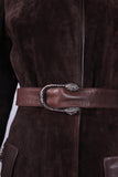 1970's Gucci Brown Suede Coat w/Sterling Tiger Motif
