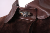 1970's Gucci Brown Suede Coat w/Sterling Tiger Motif