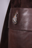 1970's Gucci Brown Suede Coat w/Sterling Tiger Motif