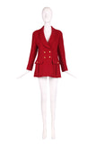 Chanel Red Wool Boucle Double-Breasted Jacket