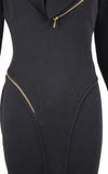 Alaia Black Hooded Dress w/Zipper Motif