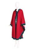 Yves Saint Laurent Red Hooded Wool Cape w/Fringe 1970's