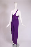 Halston Purple Silk Single Shoulder Silk Evening Gown