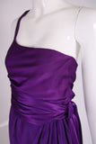 Halston Purple Silk Single Shoulder Silk Evening Gown