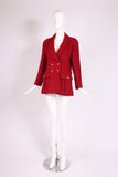 Chanel Red Wool Boucle Double-Breasted Jacket