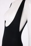 Donna Karan Black Stretch Stirrup Pant Jumpsuit