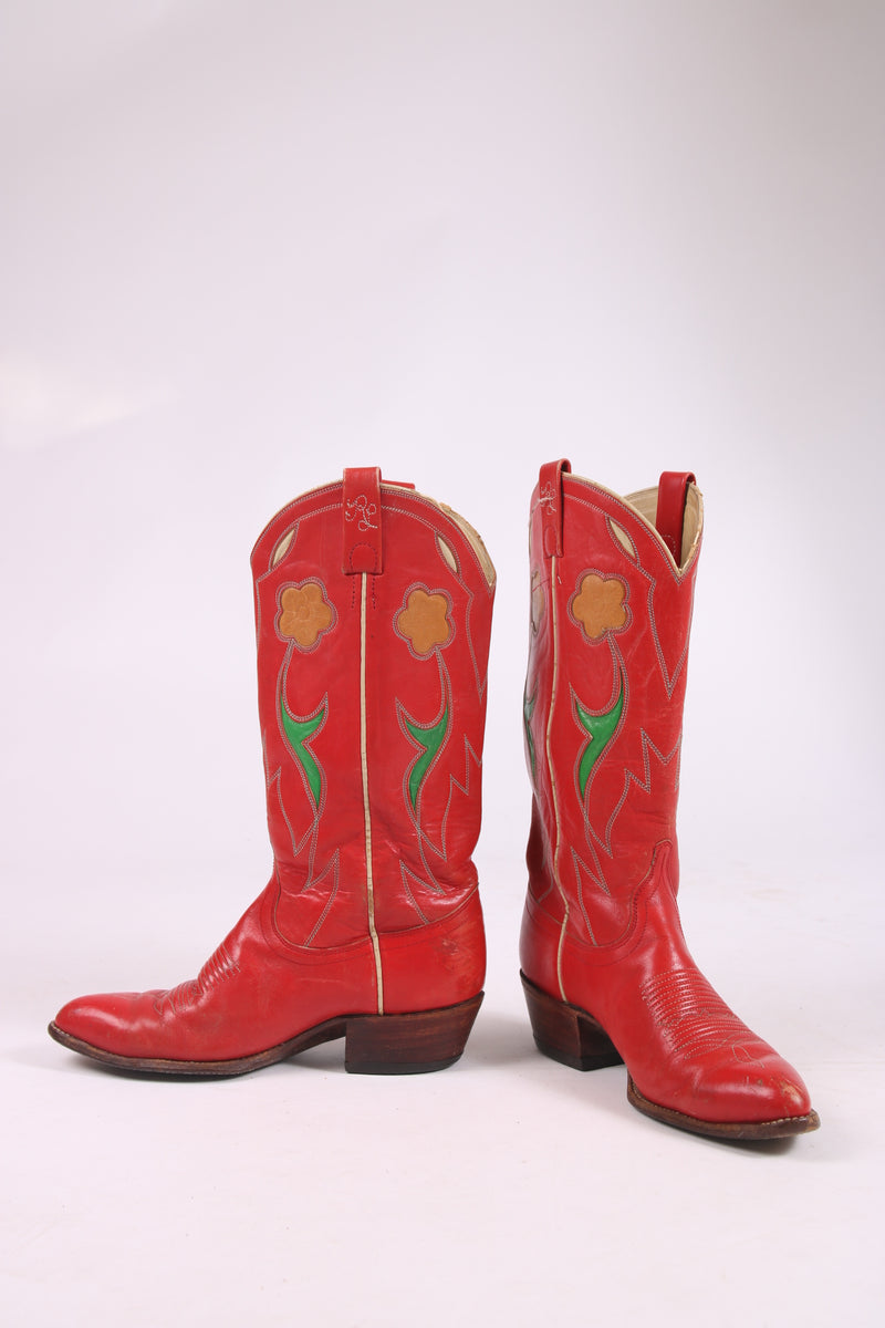 Vintage Red Western Cowboy Boots Thunderbird Inlay, Ralph Lauren – The Hip  Zipper Nashville