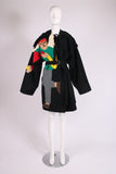 Jean-Charles de Castelbajac Black Wool Oversized Coat w/Felted, Winged Man