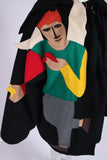 Jean-Charles de Castelbajac Black Wool Oversized Coat w/Felted, Winged Man