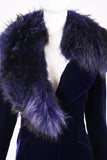 Jacques Fath Purple Velvet Coat w/Fur Collar