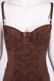 Dolce & Gabbana Brown Stretch Bodysuit w/Lace Insets