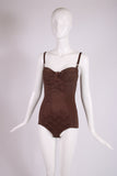 Dolce & Gabbana Brown Stretch Bodysuit w/Lace Insets