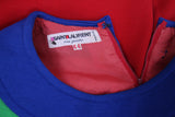 Iconic Yves Saint Laurent Red Wool Maxi Dress w/Blue & Green Trim
