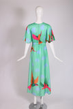 Hanae Mori Maxi Dress w/Exotic Bird Print