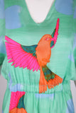Hanae Mori Maxi Dress w/Exotic Bird Print