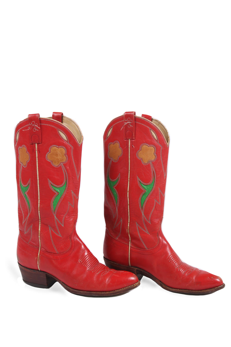 Ralph Lauren - RL Vintage Collection: Red Cowboy Boots These red cowboy  boots feature contrast piping and a leather inlay and overlay. Circa 1979