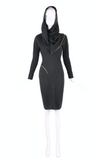 Alaia Black Hooded Dress w/Zipper Motif