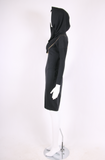Alaia Black Hooded Dress w/Zipper Motif