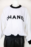 Rare Chanel White Terry Cloth Top Emblazoned with "Chanel" in Black Letters ca.1991
