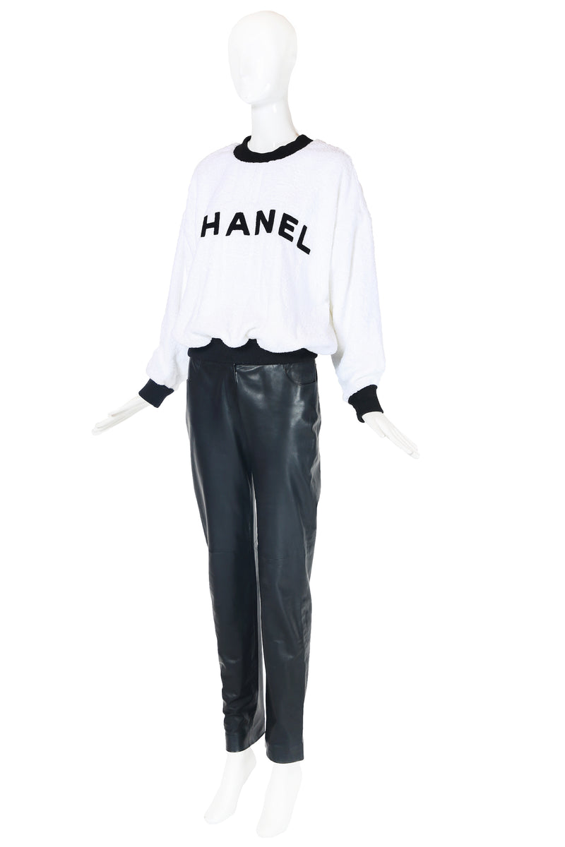 Rare Chanel White Terry Cloth Top Emblazoned with 