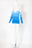 Chanel Cashmere Blue Color Blocked Sweater c.2005