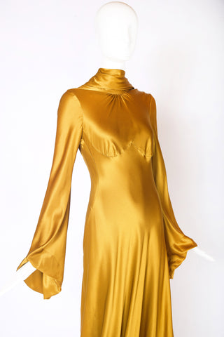 2004 Alexander McQueen Gold Draped Gown Rachel Zabar Vintage 2004 Alexander McQueen Gold Draped Gown Rachel Zabar Vintage