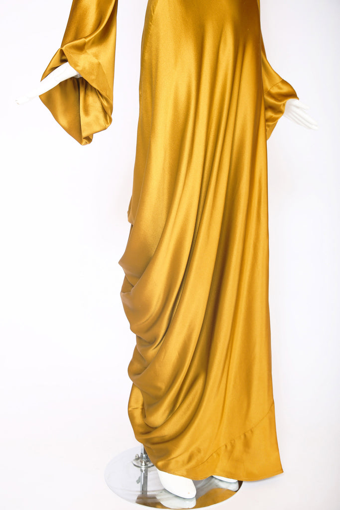 2004 Alexander McQueen Gold Draped Gown Rachel Zabar Vintage 2004 Alexander McQueen Gold Draped Gown Rachel Zabar Vintage