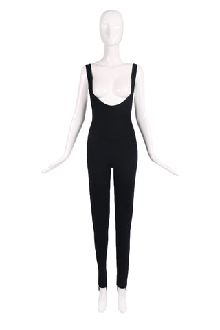 Donna Karan Black Stretch Stirrup Pant Jumpsuit