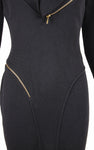 Alaia Black Hooded Dress w/Zipper Motif