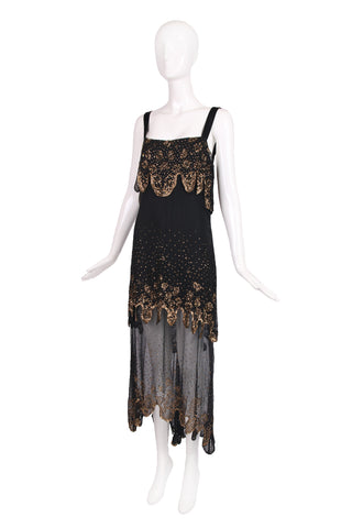 Valentino Black Chiffon Layered Cocktail Dress w/Gold Sequins