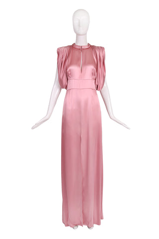 Prada Pink Silk Evening Gown w/Keyhole Neckline c.2017