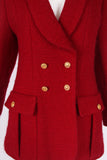 Chanel Red Wool Boucle Double-Breasted Jacket