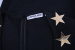 Patrick Kelly Black Bodycon Dress w/Stars & Rhinestones