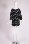 Yves Saint Laurent Black & White Butterfly Print Silk Blouse Tunic Top