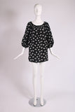 Yves Saint Laurent Black & White Butterfly Print Silk Blouse Tunic Top