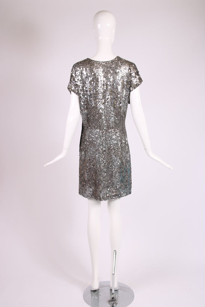 valentino sequin dress Valentino Silver Sequin Mini Dress w/Twisted Knot Design – Rachel Zabar Vintage