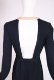 Valentino Navy Silk Gown w/Keyhole Neckline & Open Back