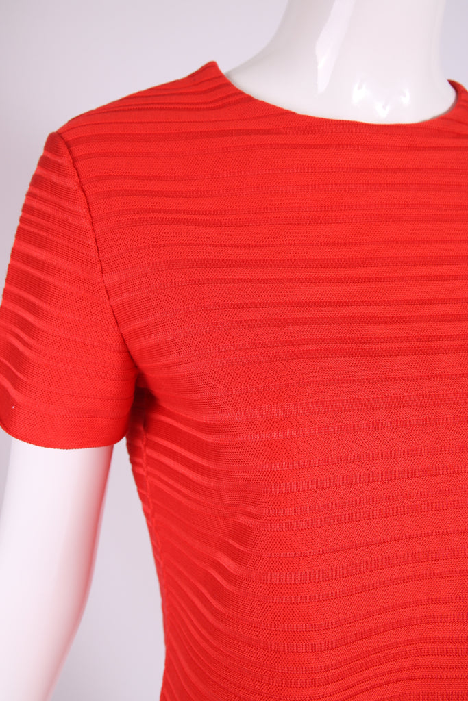Christian Dior Red Ribbed Crop Top & Skirt Ensemble – Rachel Zabar