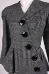 Lanvin Black & White Striped Jacket w/Peplum