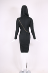 Alaia Black Hooded Dress w/Zipper Motif