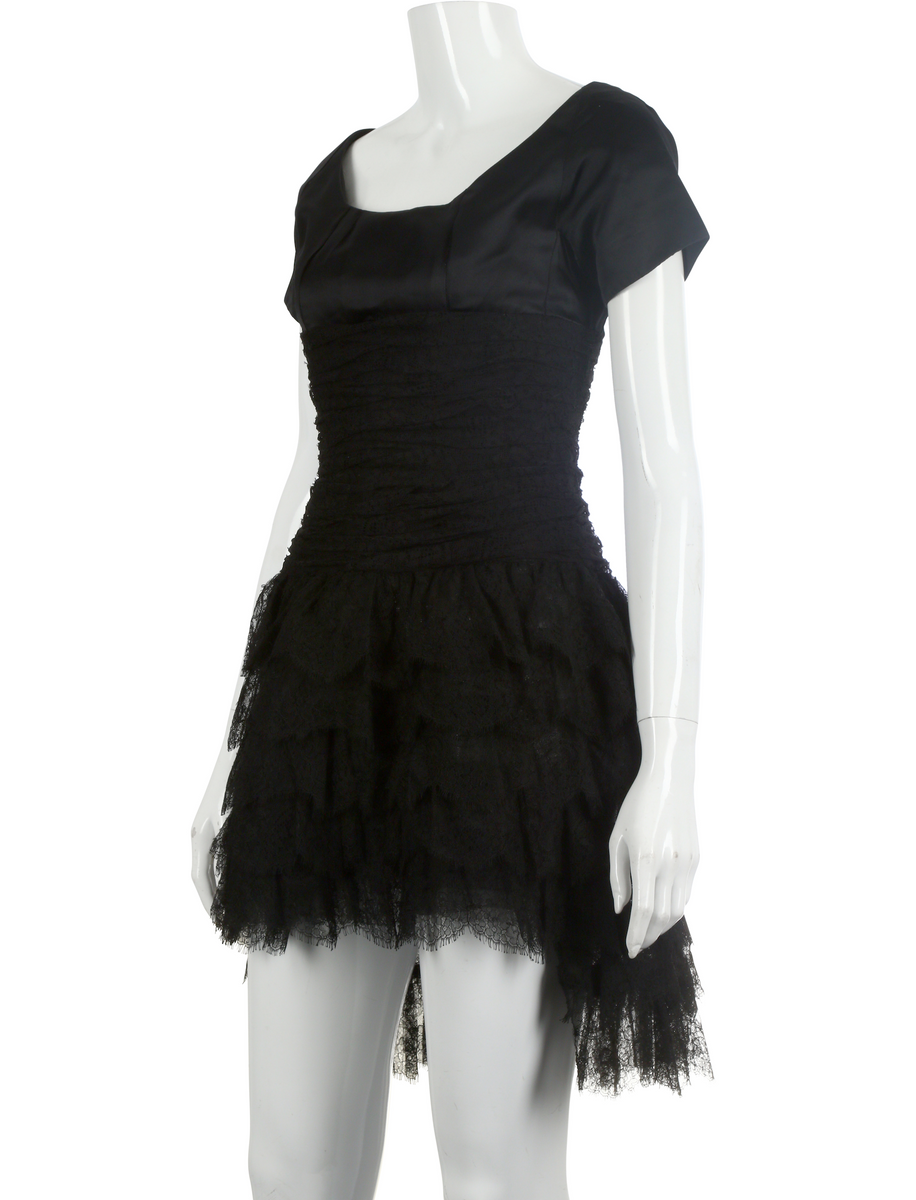 RARE CHANEL RUNWAY BLACK COCKTAIL EVENING DRESS, SIZE 42, MADE OF DRESS AND  UNDE