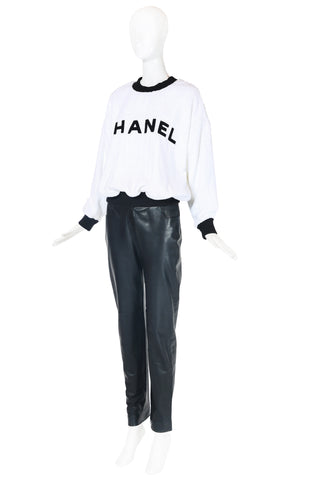Chanel Black Calfskin Leather Pants c.2003