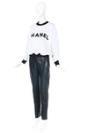 Rare Chanel White Terry Cloth Top Emblazoned with "Chanel" in Black Letters ca.1991